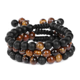 8MM Beads Braided Bracelet Set Howlite Tiger Eye Stone Labradorite 3Pcs