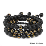 8MM Beads Braided Bracelet Set Howlite Tiger Eye Stone Labradorite 3Pcs