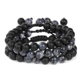 8MM Beads Braided Bracelet Set Howlite Tiger Eye Stone Labradorite 3Pcs