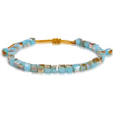 Boho Style Multi-Color Crystal Beaded Bracelet Adjustable Gem Chain
