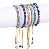 Boho Style Multi-Color Crystal Beaded Bracelet Adjustable Gem Chain