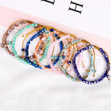 Boho Style Multi-Color Crystal Beaded Bracelet Adjustable Gem Chain