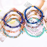 Boho Style Multi-Color Crystal Beaded Bracelet Adjustable Gem Chain