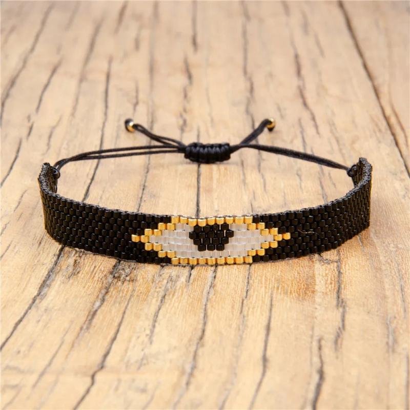Hand Woven Retro Pattern Rice Ball Bracelet Unisex Beaded Bracelet