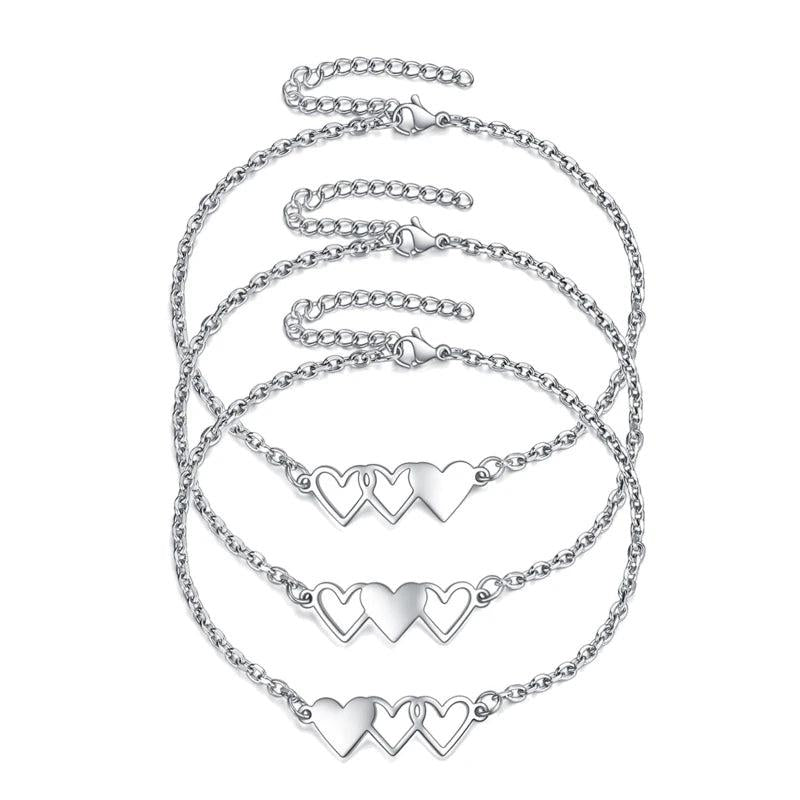 634D Matching Heart Distance Bracelets Friendship Gift for Sisters Besti
