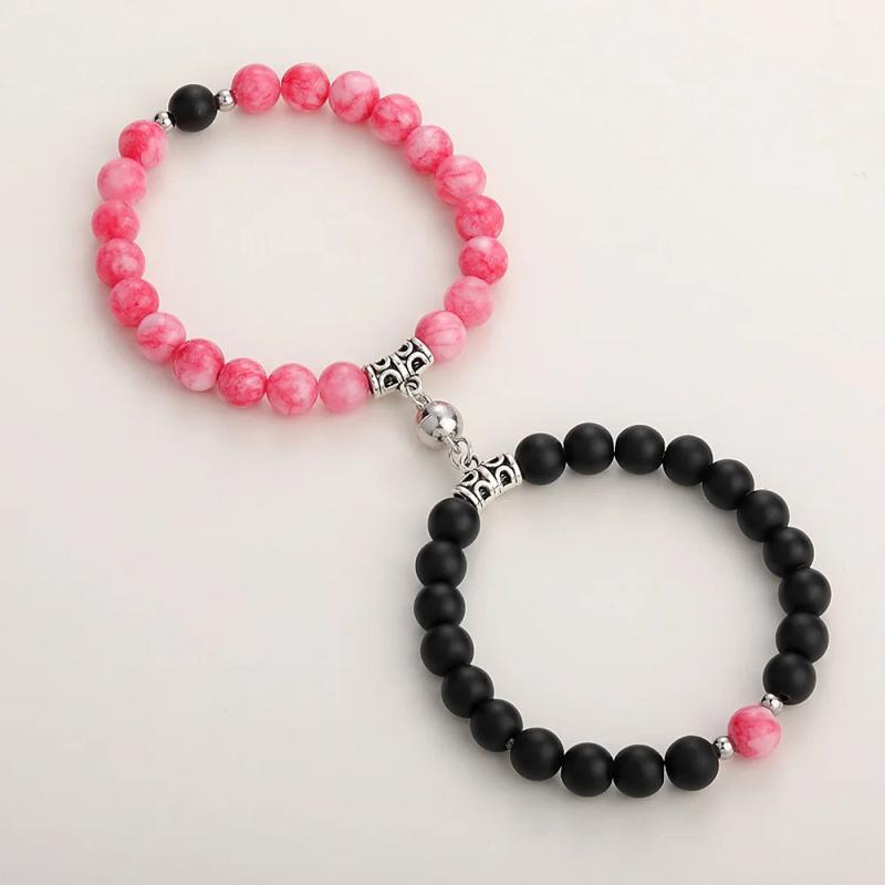 Natural Stone Beads Yoga Bracelet Set for Distance Magnet Couple Bracelets