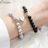 Natural Stone Beads Yoga Bracelet Set for Distance Magnet Couple Bracelets