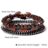 Wood Beads Bracelet with Hematite Stone for Men Women