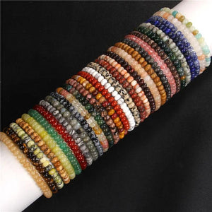 Natural Stone Beaded Bracelet Round 4x6mm Lapis Lazuli Amazonite