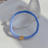 Polymer Clay Heishi Beads Bracelet with CZ Charm