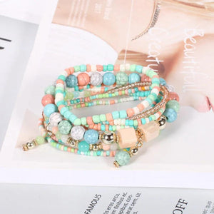 Summer Multilayer Bohemian Bracelet Set Colorful Beaded Bangle