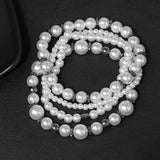 4 Pcs Pearl Bracelet Multilayer Beads Bangle Jewelry