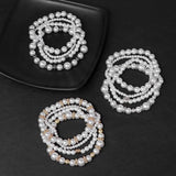 4 Pcs Pearl Bracelet Multilayer Beads Bangle Jewelry