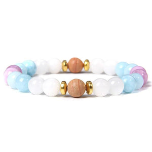 Aquamarine Beads Bracelet Rhodochrosite Stone Jewelry