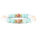 Aquamarine Beads Bracelet Rhodochrosite Stone Jewelry