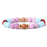 Aquamarine Beads Bracelet Rhodochrosite Stone Jewelry