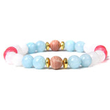 Aquamarine Beads Bracelet Rhodochrosite Stone Jewelry