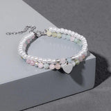 Natural Stone Pearl Bracelet Double Layer Heart Pendant Bracelet