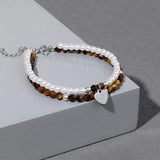 Natural Stone Pearl Bracelet Double Layer Heart Pendant Bracelet