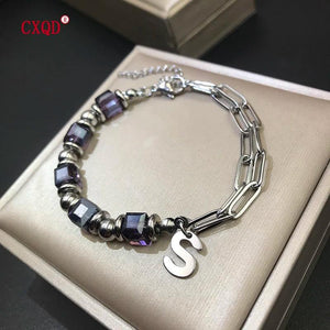 Colorful Square Glass Beaded Bracelet for Women