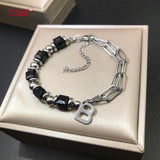 Colorful Square Glass Beaded Bracelet for Women