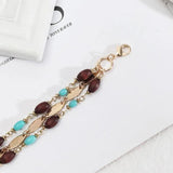 Layered Wood Bead Bracelets with Turquoise Stone Strand