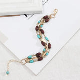 Layered Wood Bead Bracelets with Turquoise Stone Strand