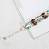 Layered Wood Bead Bracelets with Turquoise Stone Strand