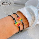 2Pcs Rainbow Card Bracelets, Gay Pride Jewellery for Women Men