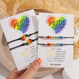 2Pcs Rainbow Card Bracelets, Gay Pride Jewellery for Women Men