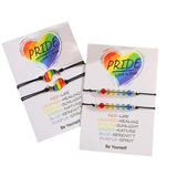 2Pcs Rainbow Card Bracelets, Gay Pride Jewellery for Women Men