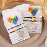 2Pcs Rainbow Card Bracelets, Gay Pride Jewellery for Women Men
