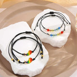 2Pcs Rainbow Card Bracelets, Gay Pride Jewellery for Women Men