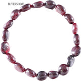 Red Garnet Women Bangle Jewelry Gift Stretch Natural Stone Beads