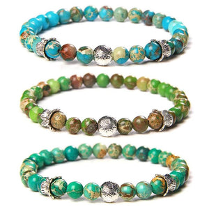 Green Sea Sediment Stone Bracelets Couples Jewelry Lucky Silver Craft Bangle