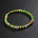 Green Sea Sediment Stone Bracelets Couples Jewelry Lucky Silver Craft Bangle