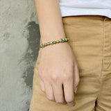 Green Sea Sediment Stone Bracelets Couples Jewelry Lucky Silver Craft Bangle