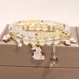 Rabbit Flower Crystal Beaded Bracelet - Boudoir Jewelry Hand String Bracelet