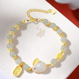 Rabbit Flower Crystal Beaded Bracelet - Boudoir Jewelry Hand String Bracelet