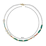 Green Stone Pearl Necklace Unique Women's Clavicle Chain