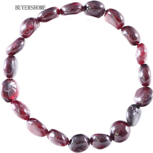 Red Garnet Stretch Beads Bracelet Women Bangle Jewelry Gift H1301