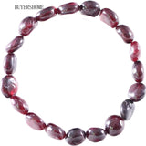 Red Garnet Stretch Beads Bracelet Women Bangle Jewelry Gift H1301