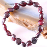 Red Garnet Stretch Beads Bracelet Women Bangle Jewelry Gift H1301