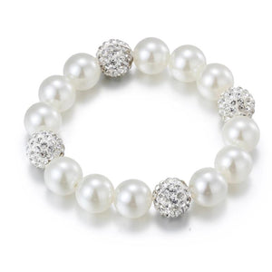 Pearl Beaded Bracelet for Women 12mm Rhinestone Jewelry Gift
