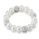 Pearl Beaded Bracelet for Women 12mm Rhinestone Jewelry Gift