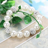 Pearl Beaded Bracelet for Women 12mm Rhinestone Jewelry Gift