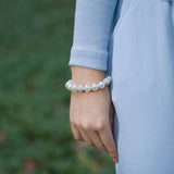 Pearl Beaded Bracelet for Women 12mm Rhinestone Jewelry Gift