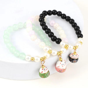 Lucky Cat Natural Stone Bracelet Beading Charms for DIY Jewelry Making