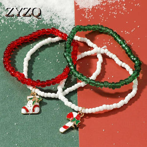Colorful Rice Bead Cane Socks Bracelet Set for Women