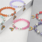 Rainbow Couple Bracelet Pink Red Natural Stone Bead Healing Bracelet